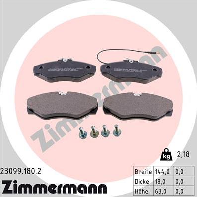 Zimmermann 23099.180.2 - Kit pastiglie freno, Freno a disco autozon.pro