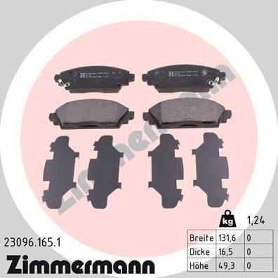 Zimmermann 23096.165.1 - Kit pastiglie freno, Freno a disco autozon.pro