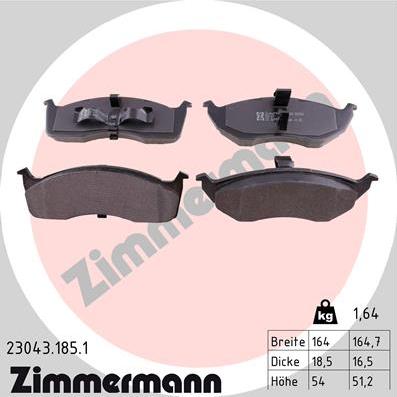 Zimmermann 23043.185.1 - Kit pastiglie freno, Freno a disco autozon.pro