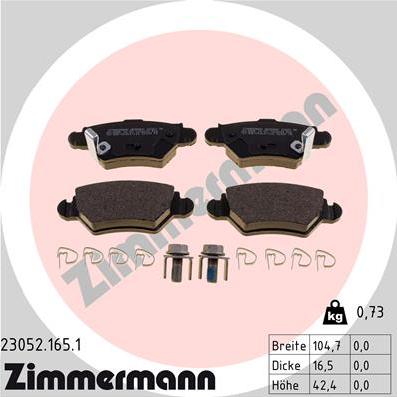 Zimmermann 23052.165.1 - Kit pastiglie freno, Freno a disco autozon.pro