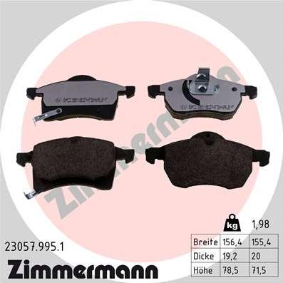 Zimmermann 23057.995.1 - Kit pastiglie freno, Freno a disco autozon.pro