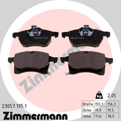 Zimmermann 23057.195.1 - Kit pastiglie freno, Freno a disco autozon.pro