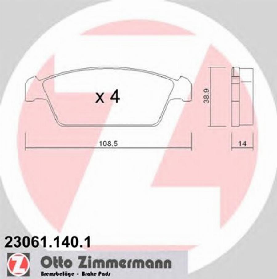 Zimmermann 23061.140.1 - Kit pastiglie freno, Freno a disco autozon.pro