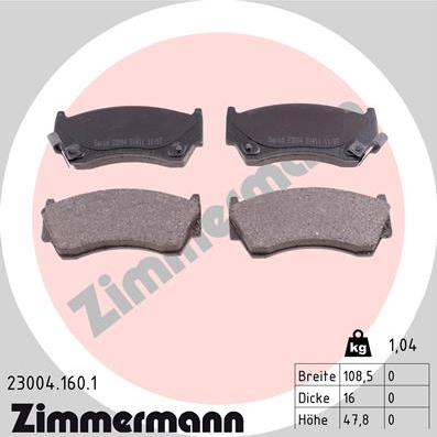 Zimmermann 23004.160.1 - Kit pastiglie freno, Freno a disco autozon.pro