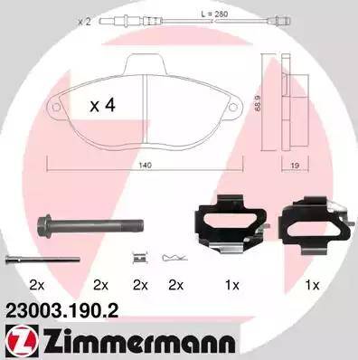 Zimmermann 23003.190.2 - Kit pastiglie freno, Freno a disco autozon.pro