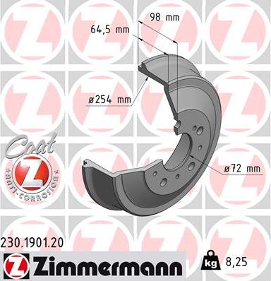 Zimmermann 230.1901.20 - Tamburo freno autozon.pro