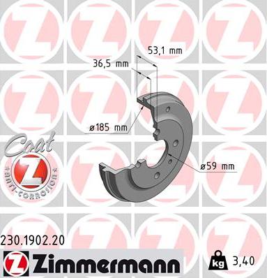 Zimmermann 230.1902.20 - Tamburo freno autozon.pro