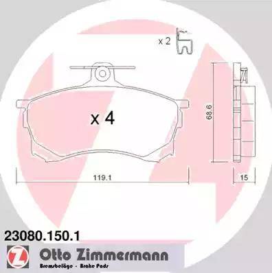 Zimmermann 23080.150.1 - Kit pastiglie freno, Freno a disco autozon.pro