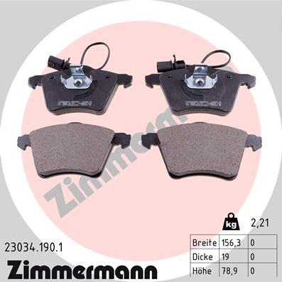 Zimmermann 23034.190.1 - Kit pastiglie freno, Freno a disco autozon.pro