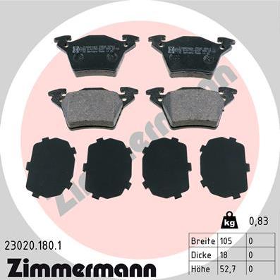 Zimmermann 23020.180.1 - Kit pastiglie freno, Freno a disco autozon.pro