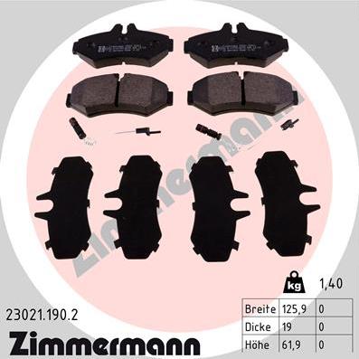 Zimmermann 23021.190.2 - Kit pastiglie freno, Freno a disco autozon.pro