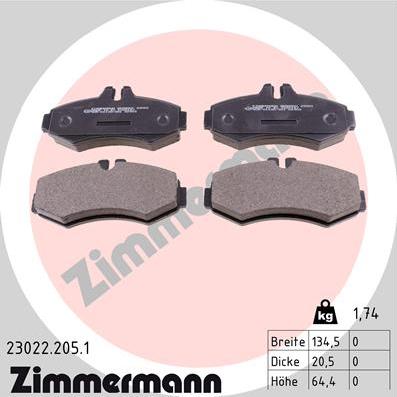 Zimmermann 23022.205.1 - Kit pastiglie freno, Freno a disco autozon.pro