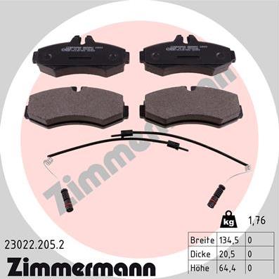 Zimmermann 23022.205.2 - Kit pastiglie freno, Freno a disco autozon.pro