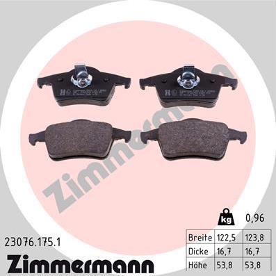 Zimmermann 23076.175.1 - Kit pastiglie freno, Freno a disco autozon.pro