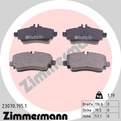 Zimmermann 23070.195.1 - Kit pastiglie freno, Freno a disco autozon.pro