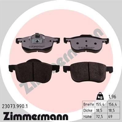 Zimmermann 23073.990.1 - Kit pastiglie freno, Freno a disco autozon.pro