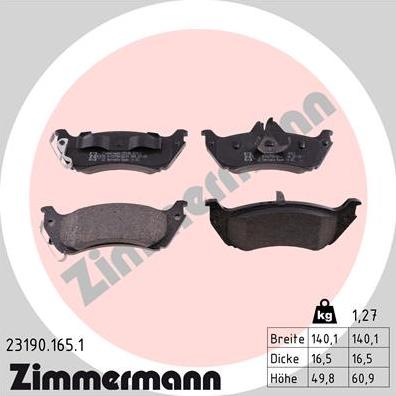 Zimmermann 23190.165.1 - Kit pastiglie freno, Freno a disco autozon.pro