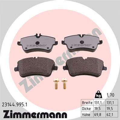 Zimmermann 23144.995.1 - Kit pastiglie freno, Freno a disco autozon.pro