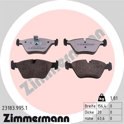 Zimmermann 23183.995.1 - Kit pastiglie freno, Freno a disco autozon.pro