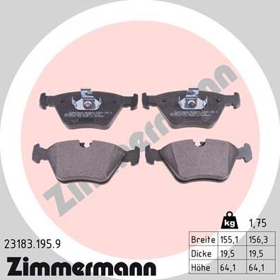 Zimmermann 23183.195.9 - Kit pastiglie freno, Freno a disco autozon.pro