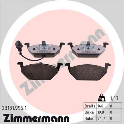 Zimmermann 23131.995.1 - Kit pastiglie freno, Freno a disco autozon.pro