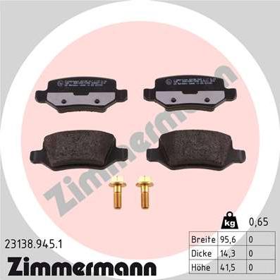 Zimmermann 23138.945.1 - Kit pastiglie freno, Freno a disco autozon.pro