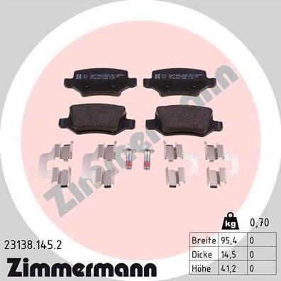 Zimmermann 23138.145.2 - Kit pastiglie freno, Freno a disco autozon.pro