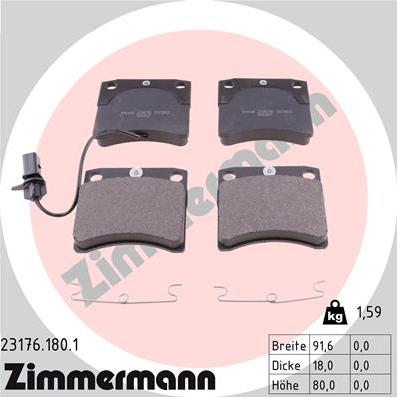 Zimmermann 23176.180.1 - Kit pastiglie freno, Freno a disco autozon.pro