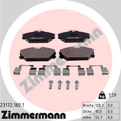 Zimmermann 23172.180.1 - Kit pastiglie freno, Freno a disco autozon.pro