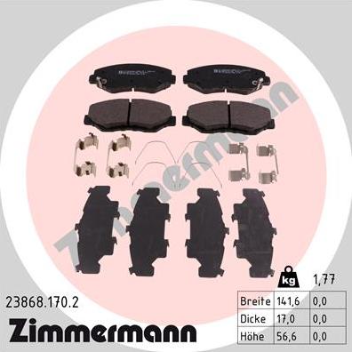 Zimmermann 23868.170.2 - Kit pastiglie freno, Freno a disco autozon.pro