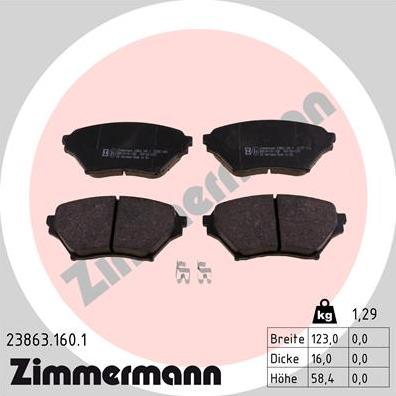 Zimmermann 23863.160.1 - Kit pastiglie freno, Freno a disco autozon.pro