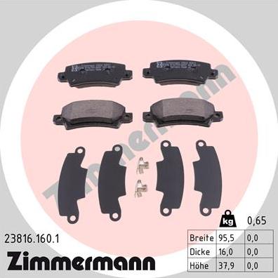 Zimmermann 23816.160.1 - Kit pastiglie freno, Freno a disco autozon.pro