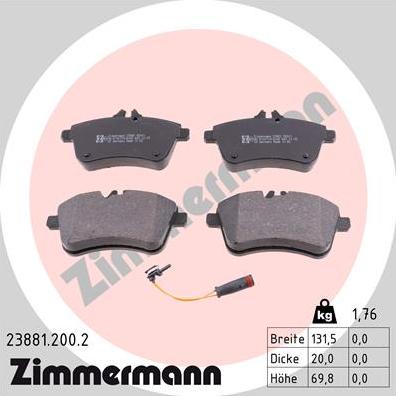 Zimmermann 23881.200.2 - Kit pastiglie freno, Freno a disco autozon.pro