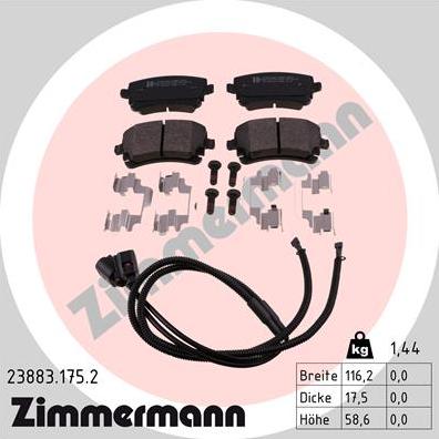 Zimmermann 23883.175.2 - Kit pastiglie freno, Freno a disco autozon.pro