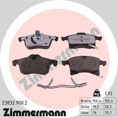 Zimmermann 23832.900.2 - Kit pastiglie freno, Freno a disco autozon.pro