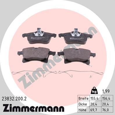 Zimmermann 23832.200.2 - Kit pastiglie freno, Freno a disco autozon.pro