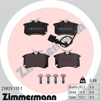 Zimmermann 23829.170.1 - Kit pastiglie freno, Freno a disco autozon.pro