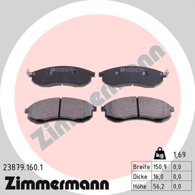 Zimmermann 23879.160.1 - Kit pastiglie freno, Freno a disco autozon.pro