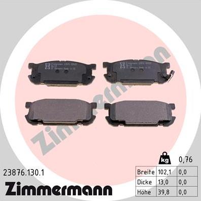 Zimmermann 23876.130.1 - Kit pastiglie freno, Freno a disco autozon.pro