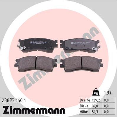 Zimmermann 23873.160.1 - Kit pastiglie freno, Freno a disco autozon.pro