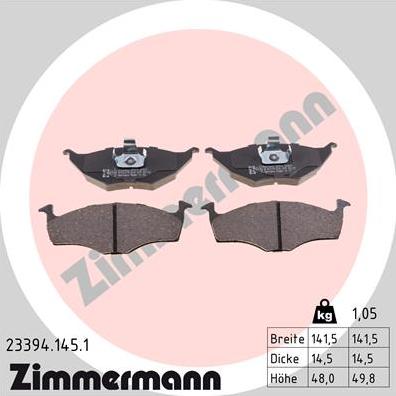 Zimmermann 23394.145.1 - Kit pastiglie freno, Freno a disco autozon.pro