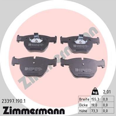 Zimmermann 23397.190.1 - Kit pastiglie freno, Freno a disco autozon.pro