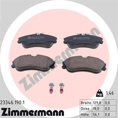 Zimmermann 23346.190.1 - Kit pastiglie freno, Freno a disco autozon.pro