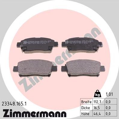 Zimmermann 23348.165.1 - Kit pastiglie freno, Freno a disco autozon.pro