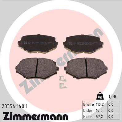 Zimmermann 23354.140.1 - Kit pastiglie freno, Freno a disco autozon.pro