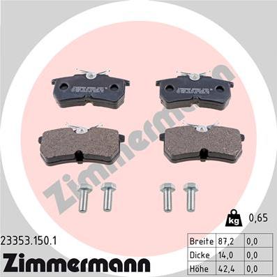 Zimmermann 23353.150.1 - Kit pastiglie freno, Freno a disco autozon.pro