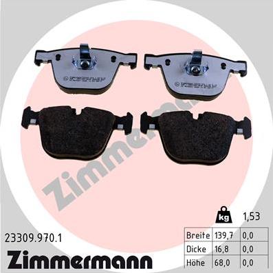 Zimmermann 23309.970.1 - Kit pastiglie freno, Freno a disco autozon.pro