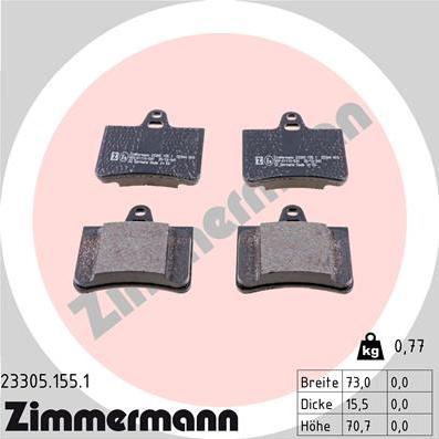 Zimmermann 23305.155.1 - Kit pastiglie freno, Freno a disco autozon.pro