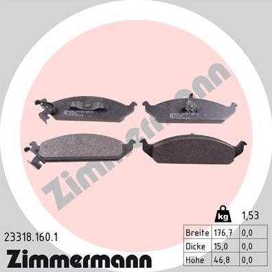 Zimmermann 23318.160.1 - Kit pastiglie freno, Freno a disco autozon.pro