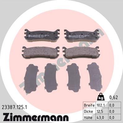 Zimmermann 23387.125.1 - Kit pastiglie freno, Freno a disco autozon.pro